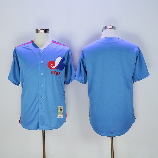 Custom Men Montreal Expos Blank Blue MLB Jerseys